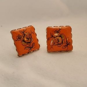 Vintage orange screw-on earrings